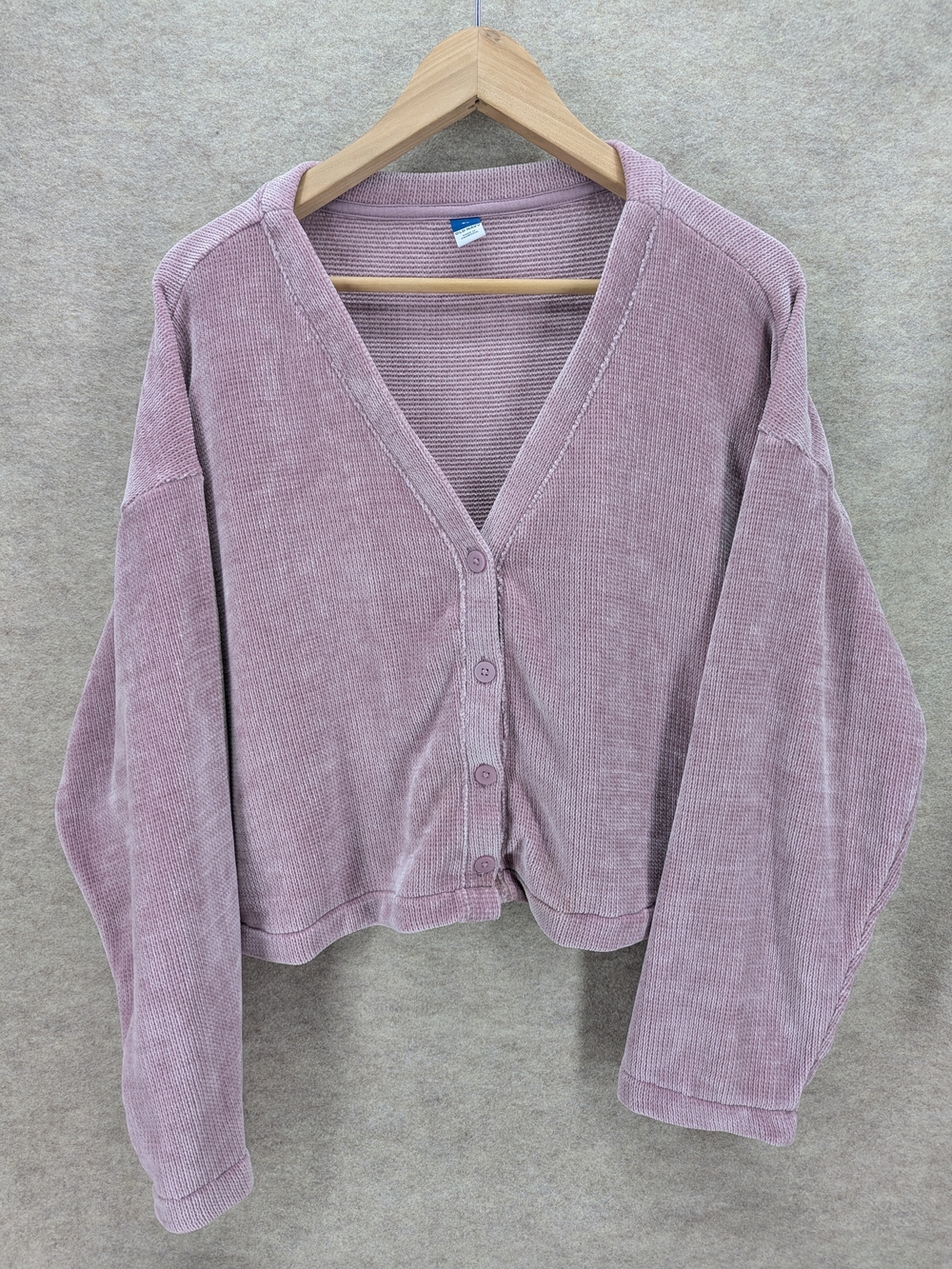 Old Navy Soft Knit Cropped Cardigan Button-Front XL Mauve Purple Women's Comfort